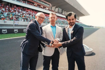 FIA President Mohammed Ben Sulayem with Hungarian Prime Minister Peter Magyar and Stefano Domenicali, President and CEO of Formula One Group. FIA President Mohammed Ben Sulayem with Hungarian Prime Minister Peter Magyar and Stefano Domenicali, President and CEO of Formula One Group.