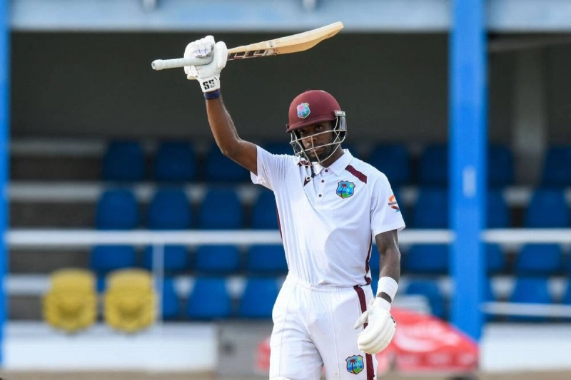 Justin Greaves of West Indies celebrates his half century during the first day of the second Test against Pakistan at Queen's Park Oval in Port of Spain, Trinidad and Tobago, on August 2, 2026. (AFP) Justin Greaves of West Indies celebrates his half century during the first day of the second Test against Pakistan at Queen's Park Oval in Port of Spain, Trinidad and Tobago, on August 2, 2026. (AFP)