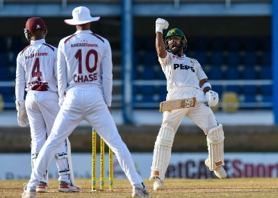 Abdullah Shafique of Pakistan celebrates his century during the second day of the second Test against West Indies at Queen's Park Oval in Port of Spain, Trinidad and Tobago, on August 3, 2026. (AFP) Abdullah Shafique of Pakistan celebrates his century during the second day of the second Test against West Indies at Queen's Park Oval in Port of Spain, Trinidad and Tobago, on August 3, 2026. (AFP)