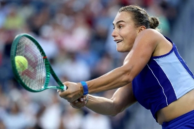 Aryna Sabalenka returns a shot to Moyuka Uchijima of Japan during day three of the WTA 1000 in Toronto. (AFP) Aryna Sabalenka returns a shot to Moyuka Uchijima of Japan during day three of the WTA 1000 in Toronto. (AFP)