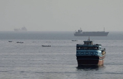 Vessels in the Strait of Hormuz, as seen from Musandam, Oman, on Monday. Vessels in the Strait of Hormuz, as seen from Musandam, Oman, on Monday.