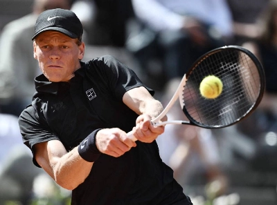 A file photo shows Italy's Jannik Sinner hits a return to Italy's Andrea Pellegrino during the ATP Rome Open at Foro Italico in Rome on May 12, 2026. (AFP) A file photo shows Italy's Jannik Sinner hits a return to Italy's Andrea Pellegrino during the ATP Rome Open at Foro Italico in Rome on May 12, 2026. (AFP)