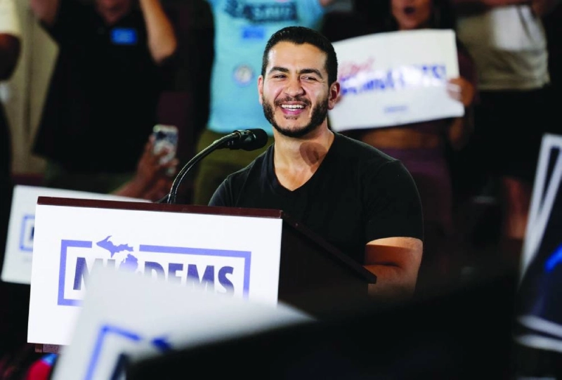 Abdul El-Sayed, Democratic candidate for US Senate, speaks during a Democratic unity rally in Detroit, Michigan on Friday. (Reuters)
Abdul El-Sayed, Democratic candidate for US Senate, speaks during a Democratic unity rally in Detroit, Michigan on Friday. (Reuters)