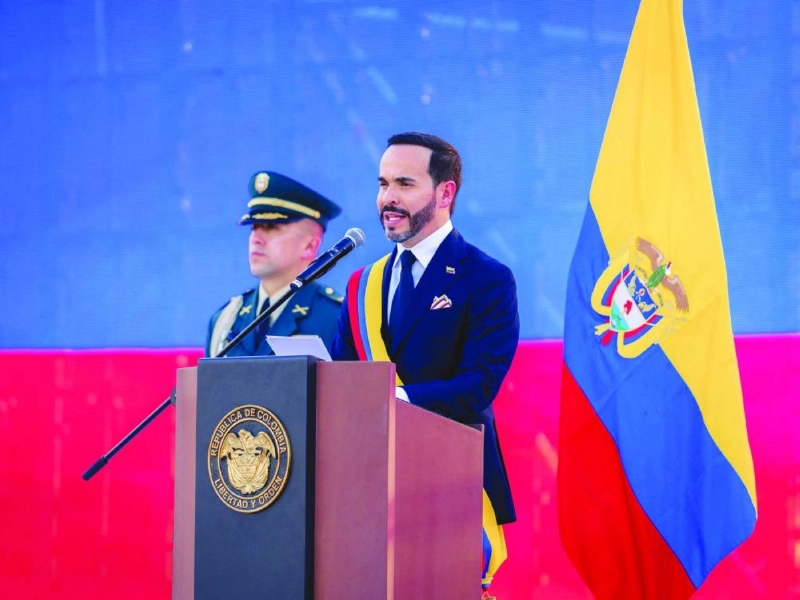 Abelardo De La Espriella delivers his first speech as the country’s new president at the Pichincha Military Canton in Cali on Friday. (Reuters)
Abelardo De La Espriella delivers his first speech as the country’s new president at the Pichincha Military Canton in Cali on Friday. (Reuters)