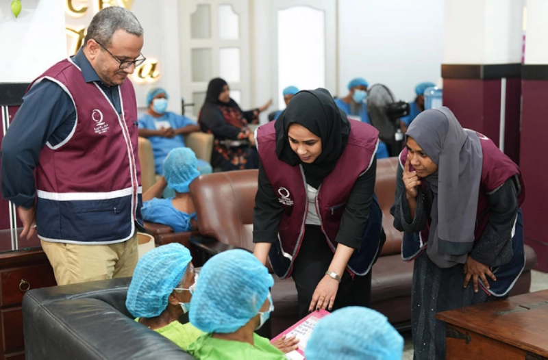Qatar Charity health workers supporting patients during a vision-care initiative in Sri Lanka