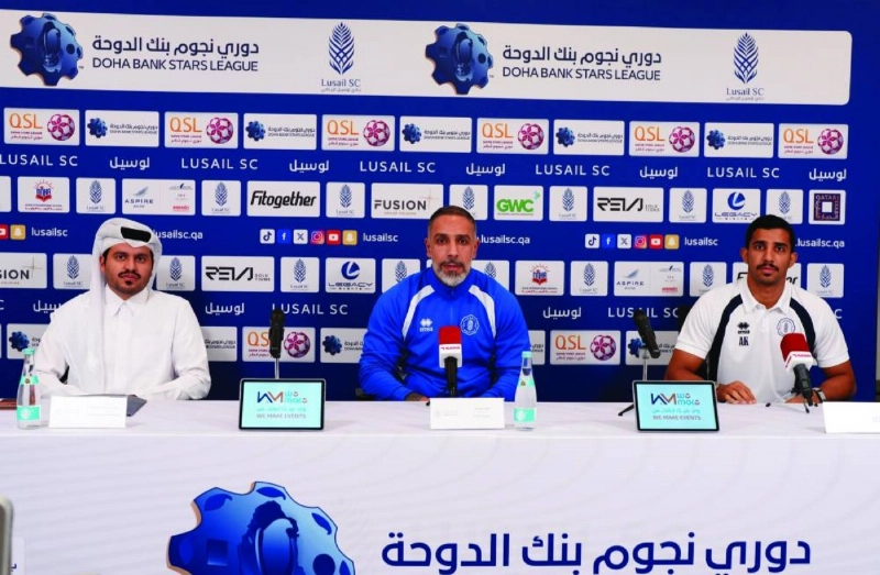 Lusail Sports Club's assistant coach Ashkan Dejagah and defender Ali Malallah at a press conference. Lusail Sports Club's assistant coach Ashkan Dejagah and defender Ali Malallah at a press conference.