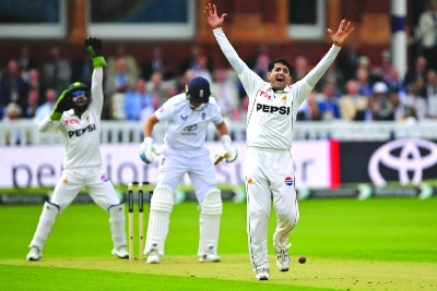 Pakistan's Muhammad Abbas celebrates taking the wicket of England's Joe Root on day one of the second Test at Lord's cricket ground in London on August 27, 2026. (AFP) Pakistan's Muhammad Abbas celebrates taking the wicket of England's Joe Root on day one of the second Test at Lord's cricket ground in London on August 27, 2026. (AFP)
