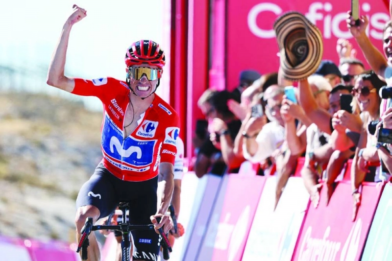 Team Movistar's Spanish rider Enric Mas celebrates winning the 9th stage of the Vuelta a Espana, a 187,4km race between Villajoyosa and Alto de Aitana in Confrides, on August 30, 2026. (AFP) Team Movistar's Spanish rider Enric Mas celebrates winning the 9th stage of the Vuelta a Espana, a 187,4km race between Villajoyosa and Alto de Aitana in Confrides, on August 30, 2026. (AFP)