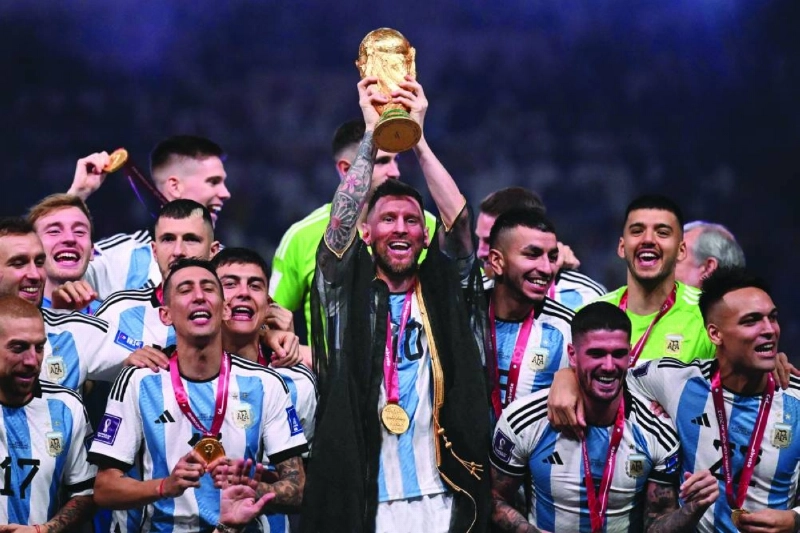 A file photo shows Argentina's captain Lionel Messi lifts the FIFA World Cup trophy as he celebrates with teammates after they won the Qatar 2022 World Cup final against France at Lusail Stadium on December 18, 2022. Messi announced on August 31, 2026, that he is retiring from the Argentina national team, almost a month and a half after losing the 2026 World Cup final to Spain. (AFP) A file photo shows Argentina's captain Lionel Messi lifts the FIFA World Cup trophy as he celebrates with teammates after they won the Qatar 2022 World Cup final against France at Lusail Stadium on December 18, 2022. Messi announced on August 31, 2026, that he is retiring from the Argentina national team, almost a month and a half after losing the 2026 World Cup final to Spain. (AFP)