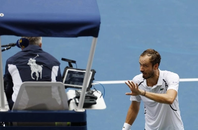 Russia's Daniil Medvedev remonstrates with the umpire during the second set in his round match against Sebastian Gorzny of the U.S. at the U.S. Open in Flushing Meadows, New York, United States, on September 2, 2026. (Reuters) Russia's Daniil Medvedev remonstrates with the umpire during the second set in his round match against Sebastian Gorzny of the U.S. at the U.S. Open in Flushing Meadows, New York, United States, on September 2, 2026. (Reuters)