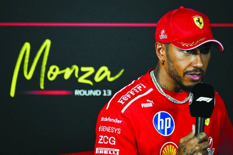 Ferrari's British driver Lewis Hamilton attends a press conference ahead of the Italian Grand Prix at the Autodromo Nazionale Monza circuit in Monza on September 3, 2026. (AFP) Ferrari's British driver Lewis Hamilton attends a press conference ahead of the Italian Grand Prix at the Autodromo Nazionale Monza circuit in Monza on September 3, 2026. (AFP)
