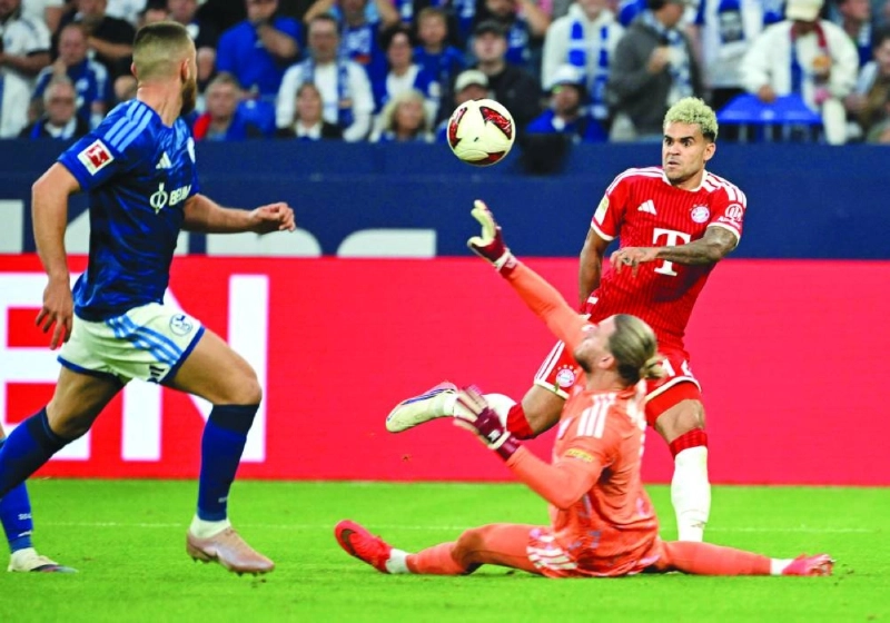 Bayern Munich's forward Luis Diaz fails to score past Schalke's goalkeeper Loris Karius during the Bundesliga match in Gelsenkirchen, Germany, on September 5, 2026. (AFP) Bayern Munich's forward Luis Diaz fails to score past Schalke's goalkeeper Loris Karius during the Bundesliga match in Gelsenkirchen, Germany, on September 5, 2026. (AFP)
