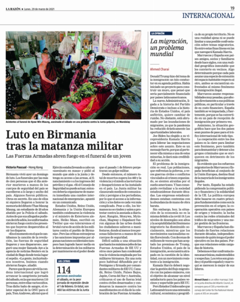Analyse d'Ahmed Charaï parue ce mardi 29 mars sur Le quotidien espagnol La Razon