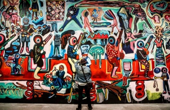 Peinture murale de Yassine Balbzioui réalisée pour ‘Moroccan Trilogy’