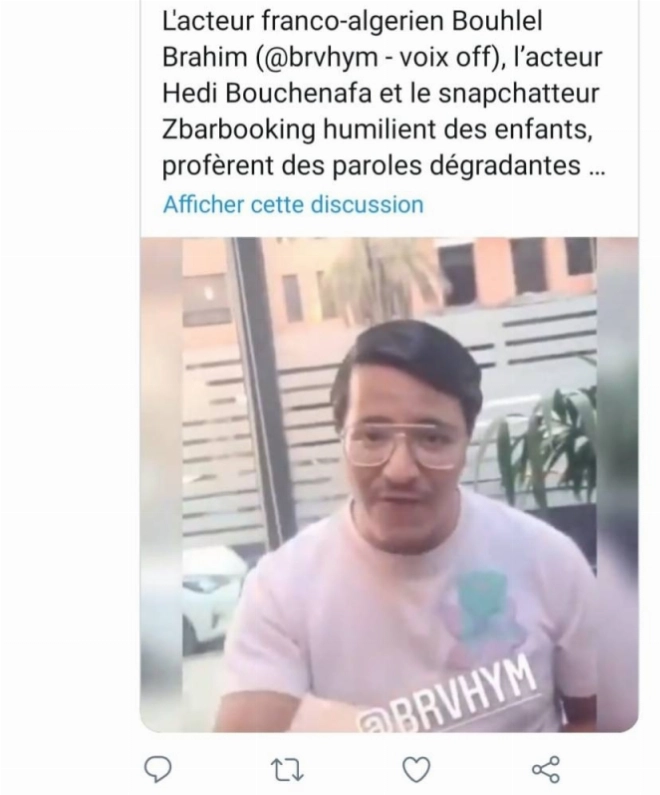 Exemple de tweets d'indignation en réaction à la provocation des célébrités algériennes