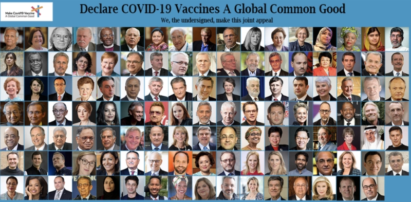 Premiers signataires de la lettre appelant à considérer les vaccins anti-Covid comme un bien commun mondial