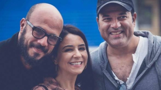 Samia Akariou en compagnie du réalisateur Chaouki El Ofir et de l'acteur Rhany Kabbadj. CR. Mekki Kadiri