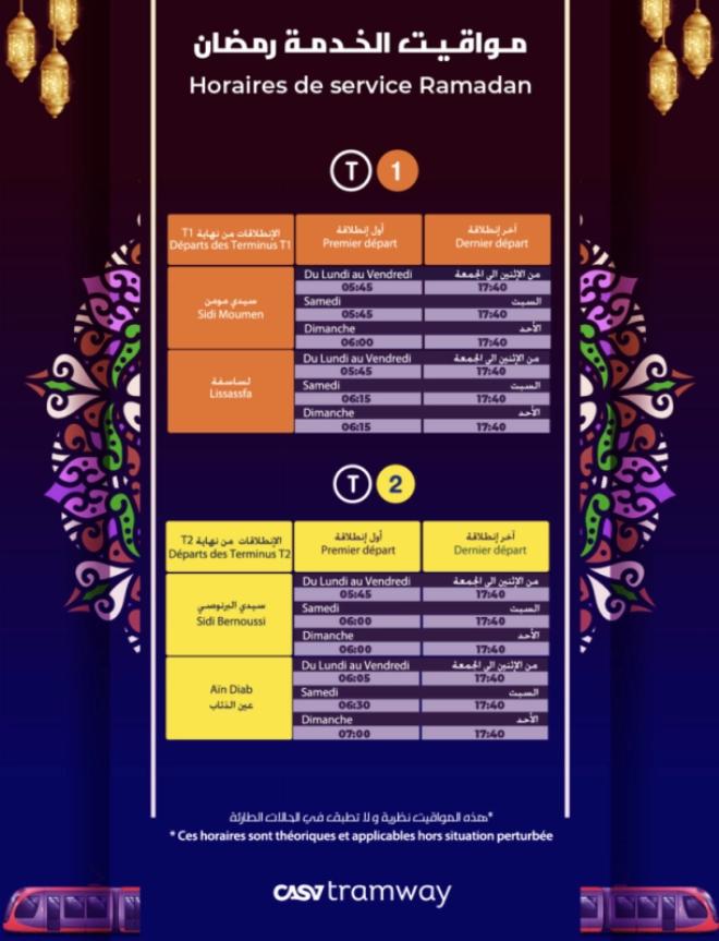 Nouveaux horaires de circulation du tram à Casablanca