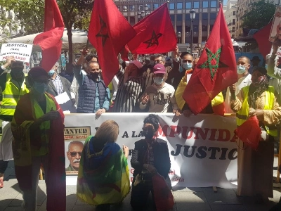 Une vue de la manifestation ayant lieu, ce mardi 5 mai, à Madrid pour réclamer justice dans l'affaire "Brahim Ghali"