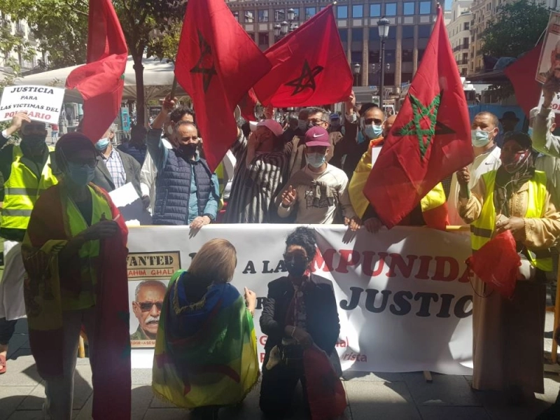 Une vue de la manifestation ayant lieu, ce mardi 5 mai, à Madrid pour réclamer justice dans l'affaire "Brahim Ghali"