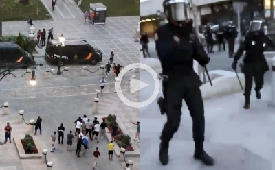 Des policiers ont matraqué des manifestants et des voitures policières ont été caillassées