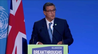 Aziz Akhannouch présentant aux participants à la COP26 les réalisations et les chantiers ouverts par le Royaume notamment pour la production d'énergies propres.