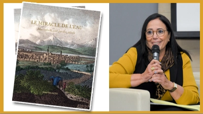 L'architecte, urbaniste et spécialiste du patrimoine Soad Belkziz présentant son livre "Le miracle de l'eau" au Musée de l'eau à Marrakech le 11 novembre 2021.