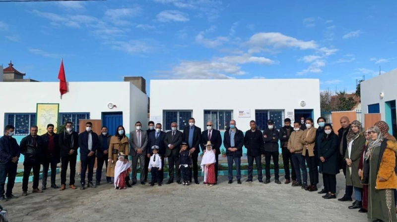 Marc Nassif et Mohamed Bachiri en visite à l’école primaire publique « Aghdir Eddefla » dans la commune de Melloussa.