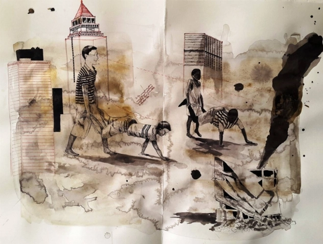 Mariam Abouzid Souali, Berouita (brouette), série Rule of Game, 2017. Coll. Fondation Alliances - MACAAL