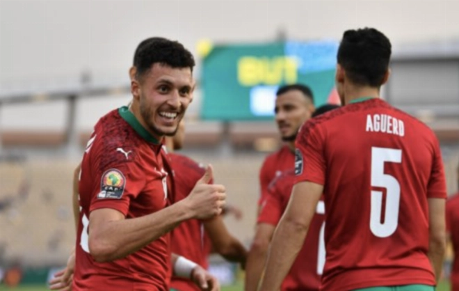 Selim Amallah auteur du premier but qui a libéré les Lions de l'Atlas