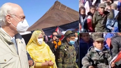 di Mistura a été accueilli à Tindouf par quelques uns des enfants soldats du Polisario