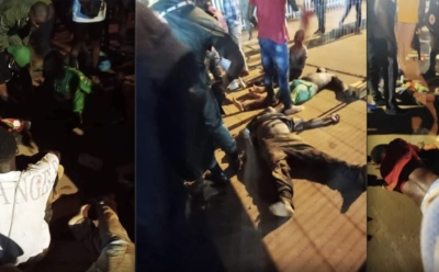 Des cadavres gisant sur le sol devant le stade Olembé à Yaoundé