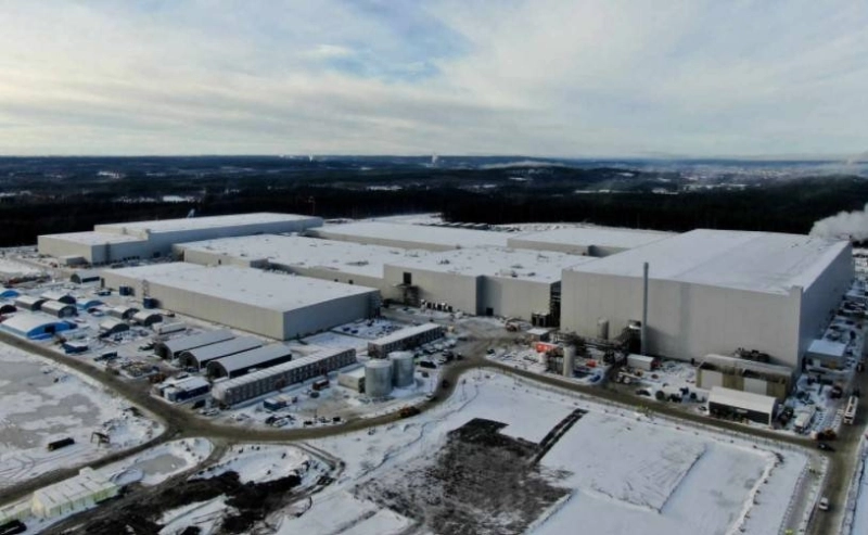 L’usine de batteries du groupe suédois Northvolt, en construction à Skelleftea, en Suède, en décembre 2021.