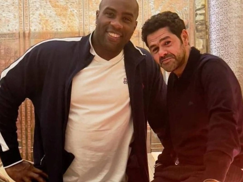 Jamel Debbouze retrouve à Marrakech son ami de longue date le judoka Teddy Riner.