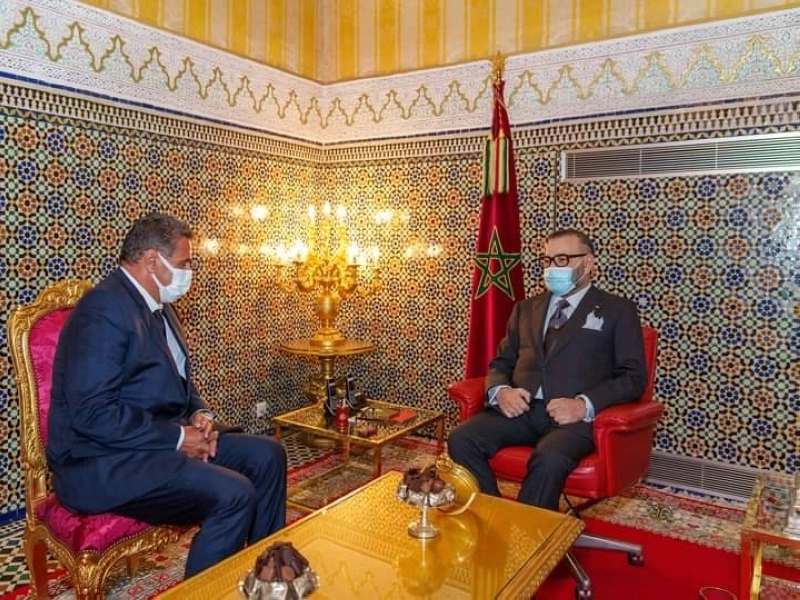 Ph. Archives. Le Roi Mohammed VI recevant Aziz Akhannouch lors de sa nomination au poste de chef du gouvernement