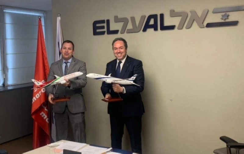 Hamid Addou, PDG de la RAM et Avigal Soreq, CEO d'El Al Israel Airlines, à Tel Aviv