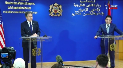 Anthony Blinken et Nasser Bourita lorts de la conférence de presse donnée à Rabat