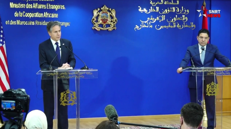 Anthony Blinken et Nasser Bourita lorts de la conférence de presse donnée à Rabat