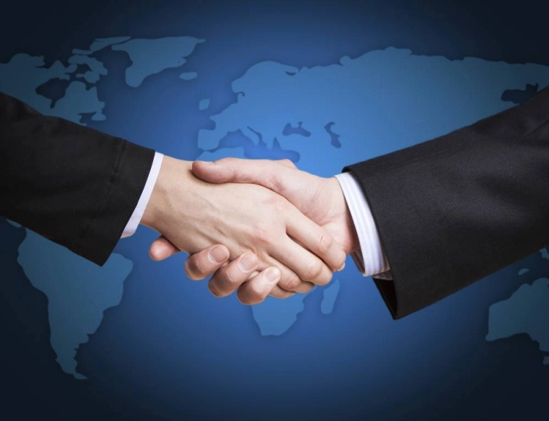 Closeup of a business hand shake between two colleagues