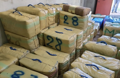 Une partie des "paquets" de haschisch saisis