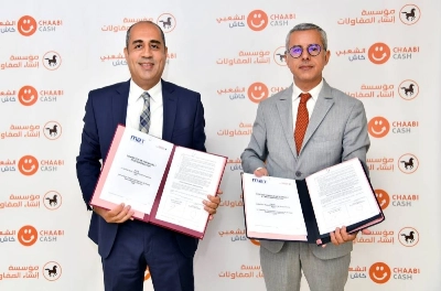 De gauche à droite : Younes Oujenha, Secrétaire Général de la Fondation Création d’Entreprises du groupe BCP et Omar El Mghari Idrissi, Directeur Général de M2T