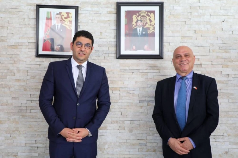 Le ministre de la Jeunesse, de la Culture et de la Communication, Mohammed Mehdi Bensaïd et le ministre israélien de la Coopération régionale, Issawi Frej.