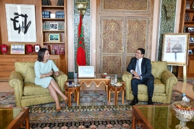 Nasser Bourita s'entretenant avec Annalena Baerbock