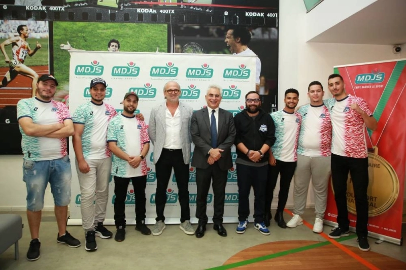 La team MDJS E-Sport avec Younes El Mechrafi (DG MDJS) Hicham El Khlifi, et Driss Malki.