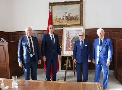 Le Directeur Général de la DGSN Abdellatif Hammouchi, le président du GPBM, Othman Benjelloun, le gouverneur de Bank Al Maghreb, Abdellatif Jaouahri, et le président de la CNDP, Omar Seghrouchni.