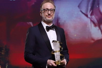 Le réalisateur américain James Gray recevant l'étoile d'or à la 19ème édition du FIFM.