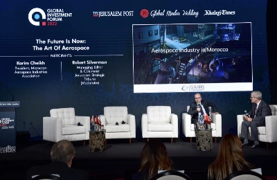 Le président du GIMAS répondant aux questions du rédacteur en chef du Jerusalem Post, Robert Silverman.