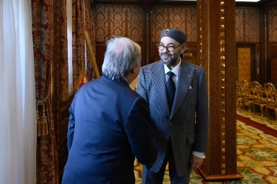 Le Roi Mohammed VI recevant le Secrétaire Général de l'ONU.