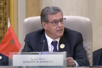 Aziz Akhannouch lisant le discours adressé par le Roi Mohammed VI