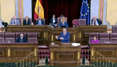 Pedro Sanchez s'exprimant au congrès des députés espagnol